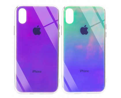 TPU+Glass чехол Gradient Rainbow с лого для Apple iPhone X / XS (5.8)