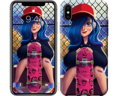 Чехол Прикольная девочка со скейтбордом для iPhone XS Max