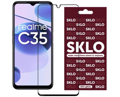 Защитное стекло SKLO 3D (full glue) для Realme C35